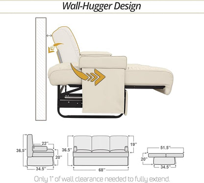 Qualitex De Leon Console SL RV Sofa Bed, 68" Wide, Ulitmate Leather, Bisque