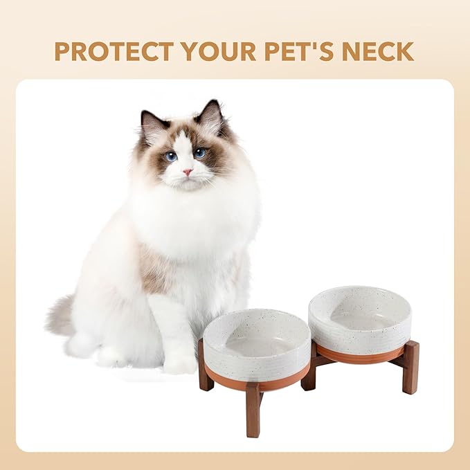 Ceramic 5.1inch Raised Double Bowls Set