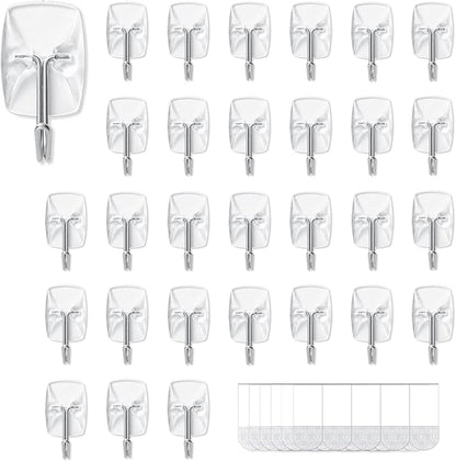 30 Small Hooks+40 Removable Strips, No Tools Wall Hooks