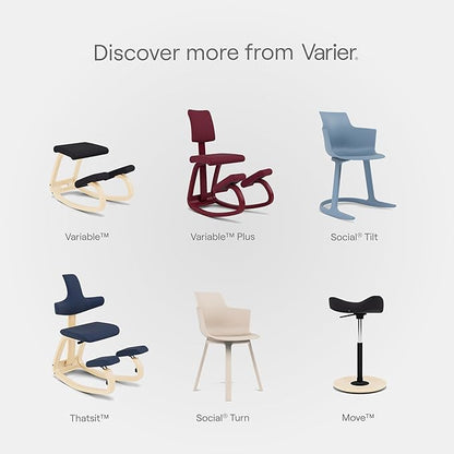 Varier Variable Black/Black Ergonomic Office Kneeling Chair – Active Sitting, Rocking Seat for Home, Study & Posture Support – 10 Year Quality Guarantee