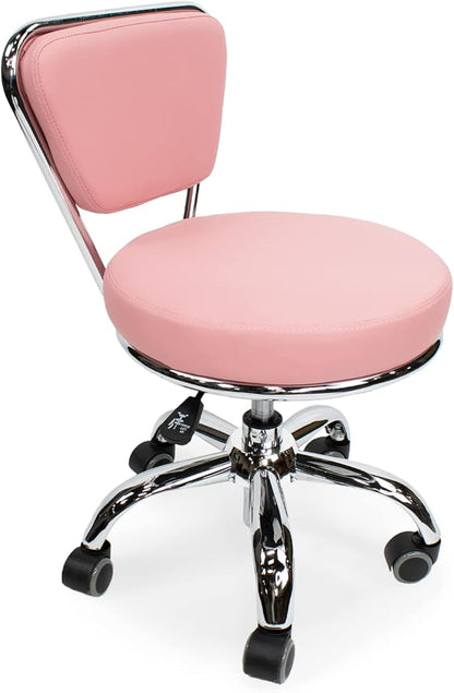 MAYAKOBA Dayton Garage Rolling Seat (Pink) Pneumatic, Short Stool with Adjustable Height 13"-15", Perfect for Garage Task, Home Cleaning, Bathroom Short Seat, Technician Task