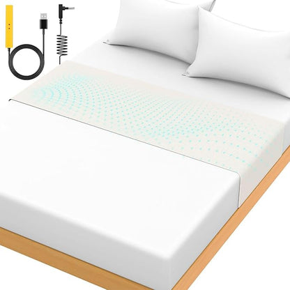 Grounding Mat for Bed 90% Organic Cotton+10% Pure Silver Fiber, Grounding Fitted Sheets for All Mattress Sizes, with Static grounding Cord and Test Pen (White, 105.5 * 23.5 inch)