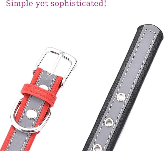 Yonsbox Personalized Reflective Dog & Cat Collar with Silent ID Tag, Custom Engraved Pet Name & Phone Number, Ultra Soft Microfiber, No-Jingle Safety Collar for Small Medium Large Dogs
