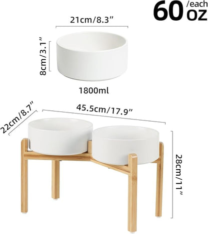 Ceramic Raised Double Bowls Set