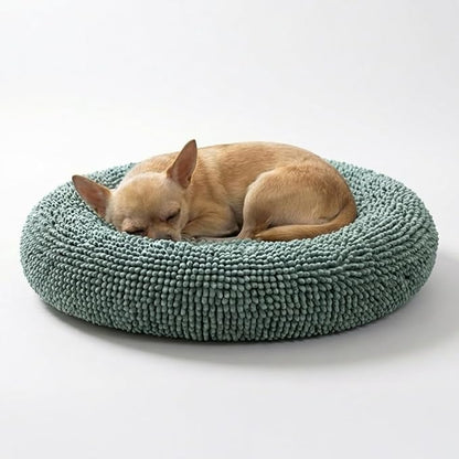 Muddy Mat® Cloud K-9 Bed for Dogs & Cats, Soft & Relaxing Donut Dog Bed, Chenille Material, Removable Cover, Washable & Dryer Safe–Seafoam Green Small(25'x25')
