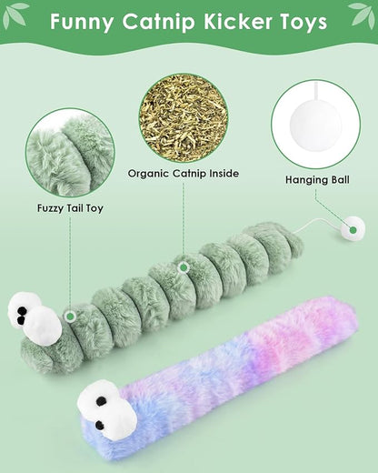 Bissap 20 PCS Silvervine Chew Sticks for Cats, Catnip Chew Ropes Cat Toys for Indoor Cat Kitten Teeth Grinding Interactive Feather Toys for Aggressive Chewers Dental Care