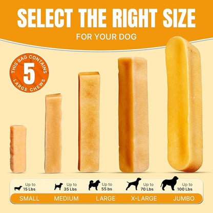 Tibetan Dog Chew Yak Cheese Sticks - Natural Handmade Treats for Large Dogs, Long-Lasting, Easy to Digest with No Additives, Rawhide, Grains, or Gluten, Perfect for Aggressive Chewers, 5 Chews