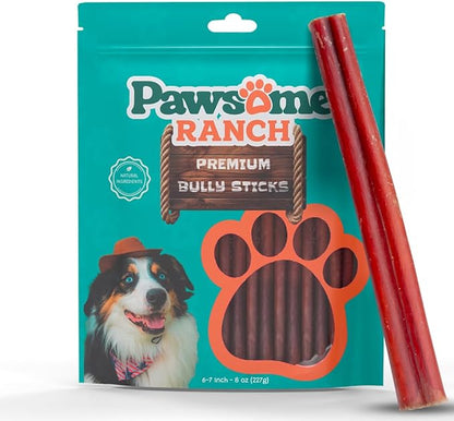Bully Sticks 6–7" — 8 oz | Natural Single-Ingredient, Long-Lasting Dog Chews; Dental Support Treats for Small, Medium & Large Dogs
