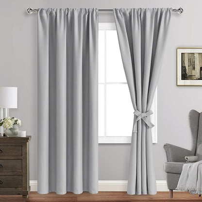 JIUZHEN Silver Grey Curtains for Bedroom