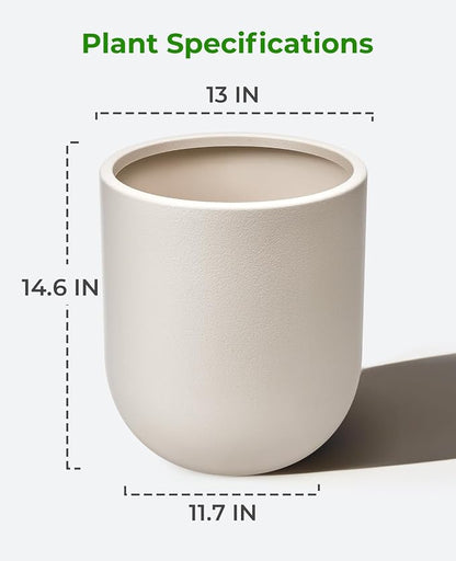 homenote Flower Pots 13 Inch,Large Plant Pots Indoor with Drainage,Plastic Pots for Plants,Garden Pots for Outdoor,Large Planters for Indoor Plants,Big Plastic Planter,White