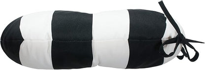 Magpie Fabrics Outdoor Round Bistro Seat Cushions with Ties, 15"x15"x4" Set of 2, Tufted Waterproof Barstool Chair Pads for Patio Home Garden Office, Black White
