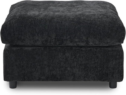 JACH Modern Ottoman Seater for Living Room, Cushion Covers Removable, Minimalist Footstool, Breathable Ottomans for Living Room, Apartment (Black)