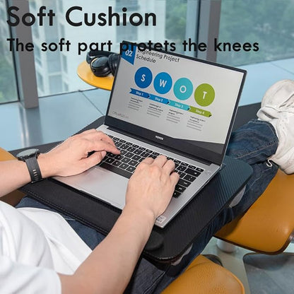 Portable Laptop Desk Fits Up to 16“ Laptops, with Tablet Slot, Built-in Cushion, Great for Home & Office,Lap Desk for Laptop,Lap Desk with Cushion (Black with Wrist Rest, Medium)