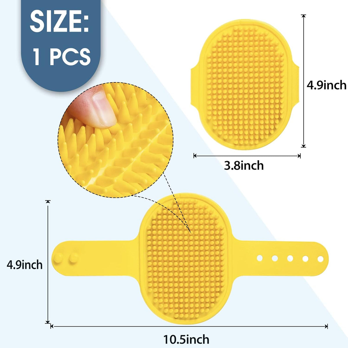 Dog Grooming Brush, Lilpep Pet Shampoo Bath Brush Soothing Massage Rubber Comb with Adjustable Ring Handle for Long Short Haired Dogs and Cats (Yellow, pack of 1)