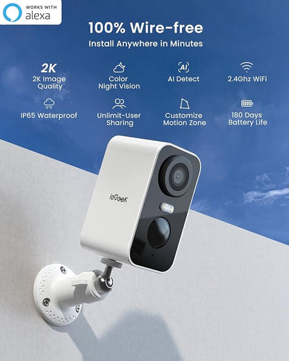 ieGeek Security Cameras Wireless Outdoor 2-Pack, 2K WiFi Surveillance Camera