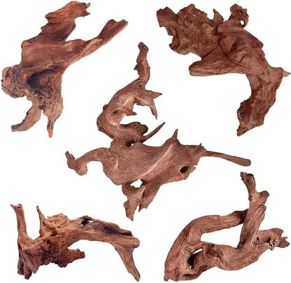 Jorewood Natural Small Aquarium Driftwood for Fish Tanks & Reptile Terrariums – 100% Safe Fish Tank Decorations, Unique Twisted Branches 5-Piece 4-8 Inch Low Tannin, Easy to Sink