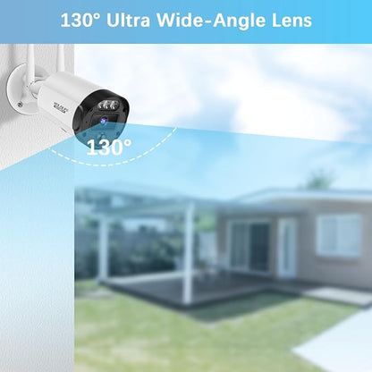 【90ft Super Night Vision】 5MP Outdoor Wireless Security Camera System, Wireless