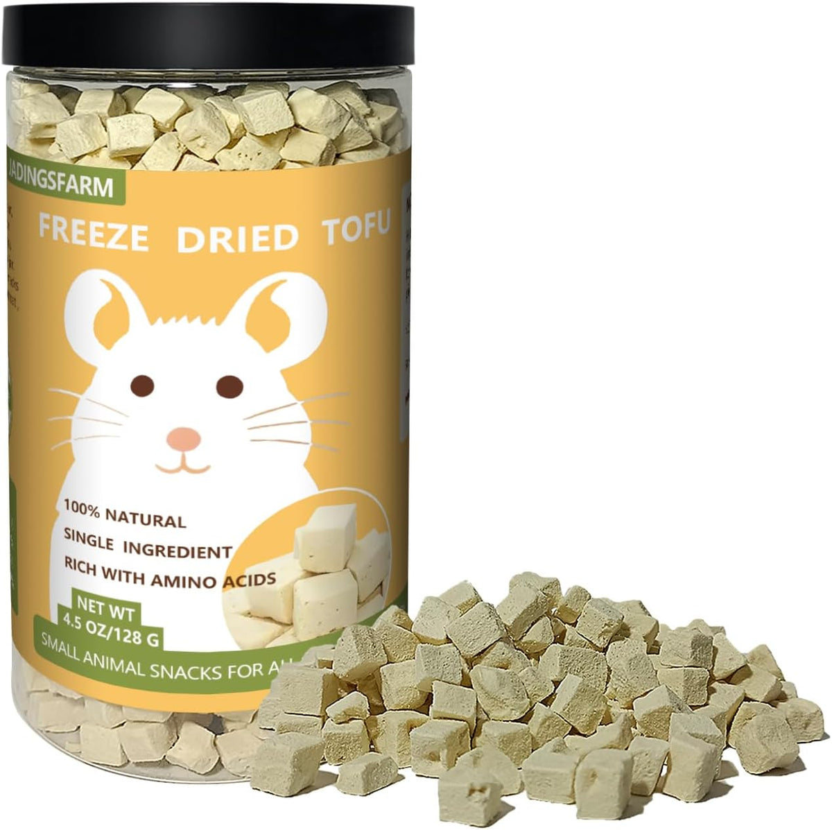Freeze-Dried Tofu Hamster Treats, Grain-Free & Healthy Chews, High Protein Natural Snacks for Small Pets, Rabbits, Gerbils, Mice Degus, Chinchilla, 4.5 oz Pack