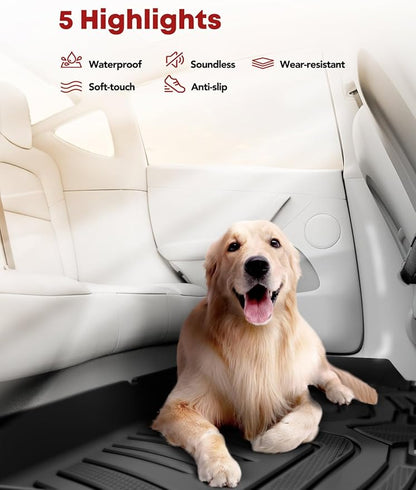 YHTAUTO Floor Mats Compatible with Jeep Grand Cherokee WL 2022-2025 5 Seat No L or WK, TPE All Weather Car Mats Waterproof Anti-Slip Odorless Floor Liner, Interior Car Accessories 1st & 2nd Row Liner