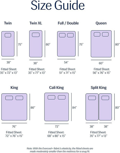 REST® Evercool®+ Fitted Sheet, Queen, Lavender Breeze, 15" Deep(up to 18’’), Breathable Bedding for Hot Sleeper and Night Sweats, Bed Sheet with Ionic+ Self-Cleaning Silver Yarn for Sensitive Skin