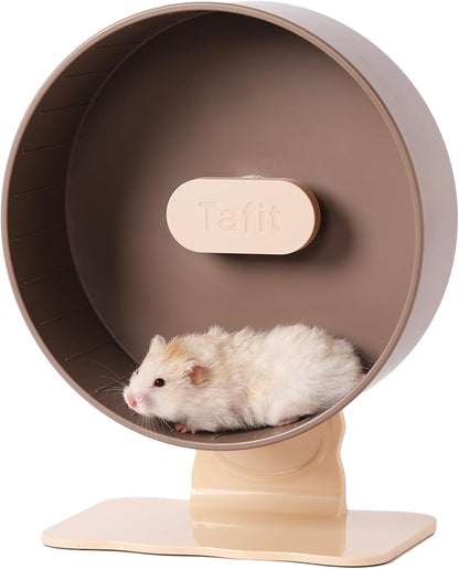 Quiet Hamster Wheel 10.2 Inch Dual-Bearings Silent Small Animals Running Exercise Wheel Height Adjustable for Syrian Hamsters, Gerbils, Rats, or Other Small Pets, Nut Brown