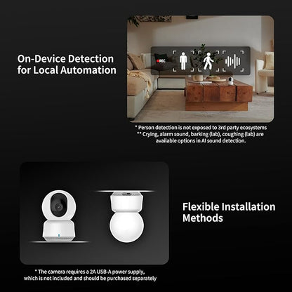 Aqara 2K Indoor Security Camera E1, Pan & Tilt, HomeKit Secure Video Indoor