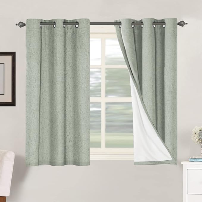 H.VERSAILTEX Primitive Linen Curtains 100% Blackout Curtain Drapes Burlap