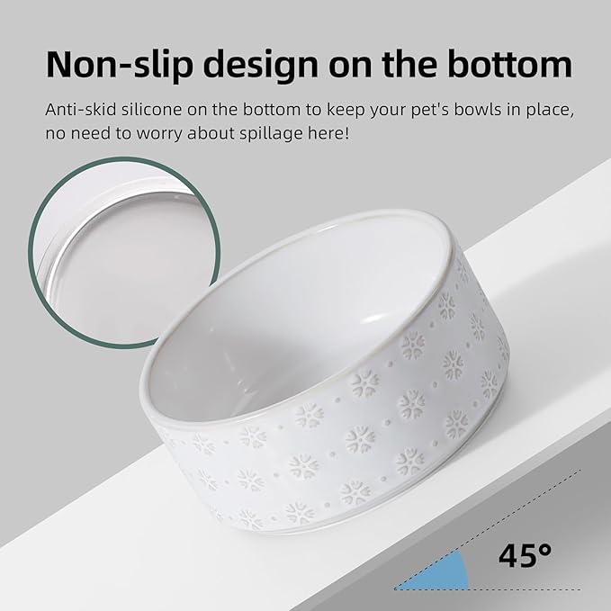 7.3inch Ceramic Raised Dog Bowl Set, Elevated