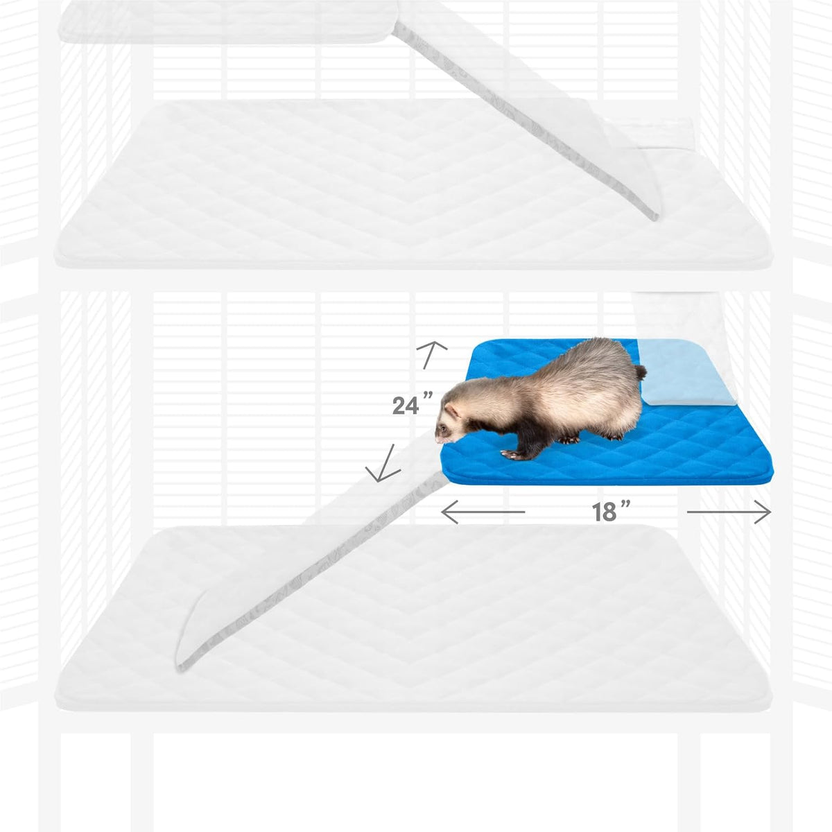 Paw Inspired Fitted Fleece Liner for Ferret Nation, Critter Nation Cage for Ferrets, Rats, Chinchillas, Hedgehogs & Other Small Animals (Blue, Shelf Liner)