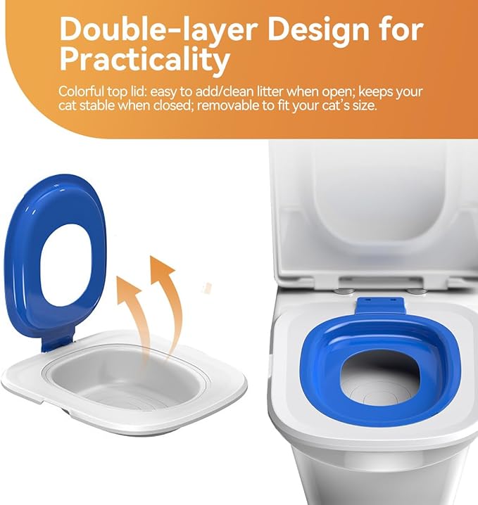 Cat Toilet Trainer Kit | Cat Potty Training Kit | Toilet Training for Cats & Cat Box（Grey）