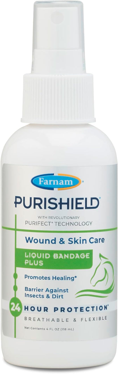 Farnam Purishield Wound and Skin Care Liquid Bandage Plus, Promotes Healing* and Provides 24-Hour Barrier* for Horses, Dogs, Cats & Livestock