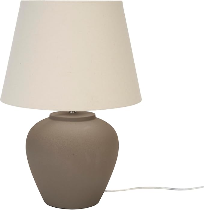 Nourison Home 20" Brown Ceramic Pot Table Lamp for Bedroom, Living Room, Console, Entryway