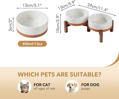 Ceramic 5.1inch Raised Double Bowls Set