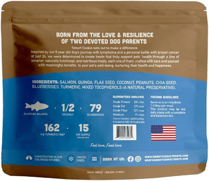 Smart Cookie Natural Dog Food Topper - Superfood - Salmon Dog Meal Mixer for All Ages - Food Topper for Picky Eaters and Boosting Nutrition - Non GMO, Made in The USA - 7 oz Bag (15 Day Supply)