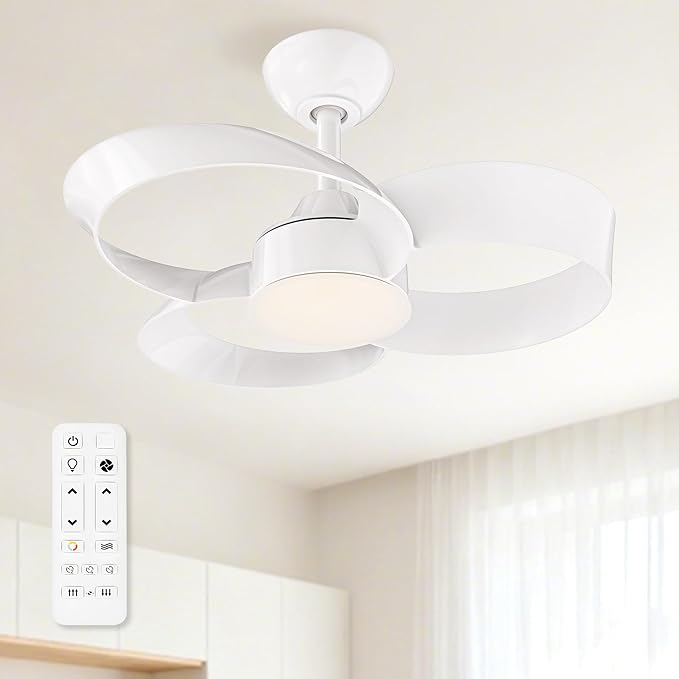 FANX 22 Inch Ceiling Fan with Light and Remote, Quiet DC Motor, Dimmable LED