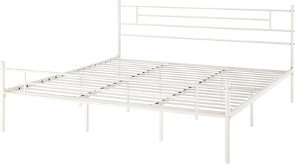 SHA CERLIN 14 Inch King Size Metal Bed Frame with Iron-Art Headboard and Footboard,Under Bed Storage Space,Platform Bed with Metal Slats Support,Easy Assembly,Noise Free,No Box Spring Needed,White