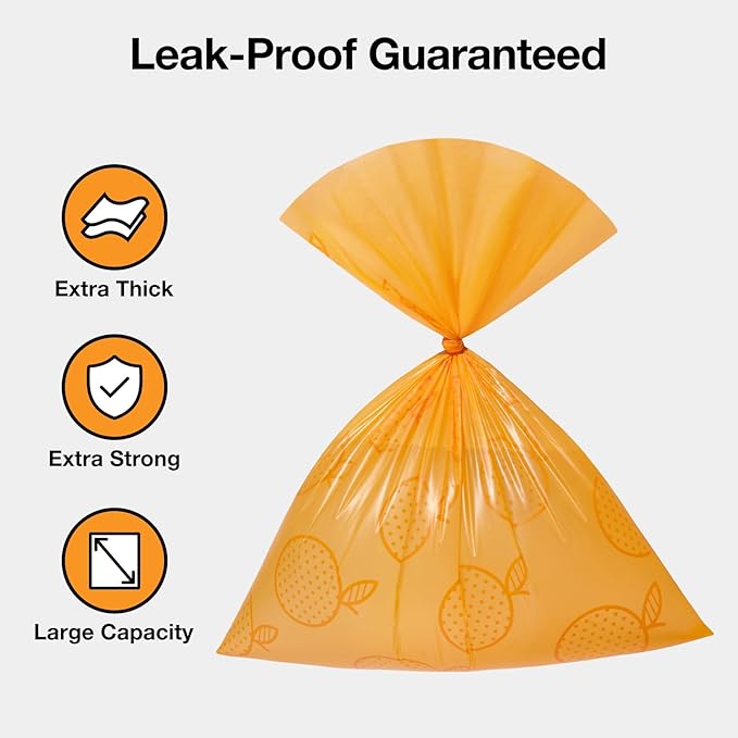 VETRESKA Citrus Scented Dog Poop Bags, Leak Proof, Extra Thick and Large Pet Waste Bags for Dogs Walking, Cat Litter and Babies' Diaper, 300 Count Bags (20 Refill Rolls), Orange