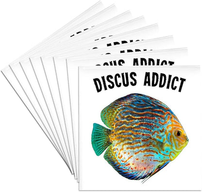 3dRose Discus Fish Addict Funny Aquarium Design Set of 8 Ceramic Tile Coasters