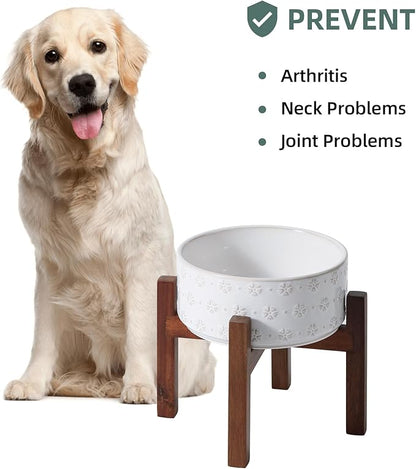 7.3inch Ceramic Raised Dog Bowl Set, Elevated