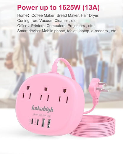 Pink Extension Cord - 10 FT Flat Extension Cord