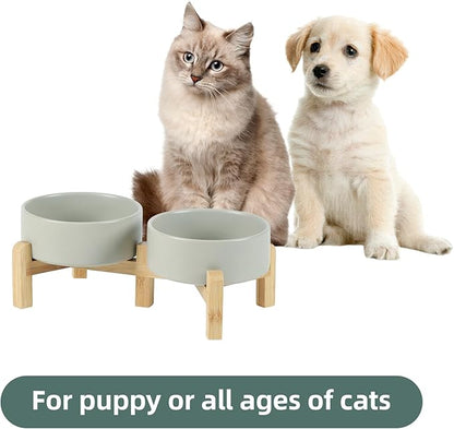 Ceramic Raised Double Bowls Set