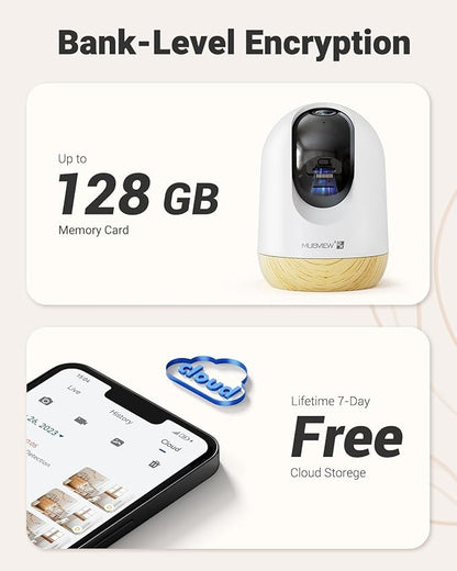 MUBVIEW 5G WiFi Indoor Security Camera No Subscription, Pet Camera