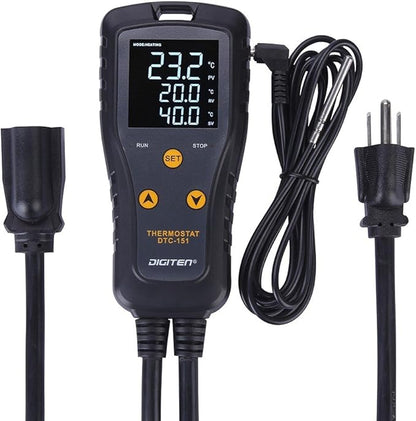 DIGITEN 110V 15A Temperature Controller DTC151 Plug in Thermostat Outlet