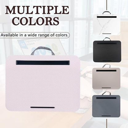 Portable Laptop Desk Fits Up to 16“ Laptops, with Tablet Slot, Built-in Cushion, Great for Home & Office,Lap Desk for Laptop,Lap Desk with Cushion (Grey Violet, Medium)