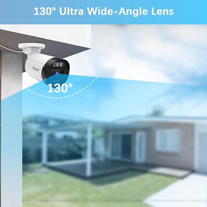【130°Ultra Wide-Angle】 Outdoor Wired Security Camera System, Home Video