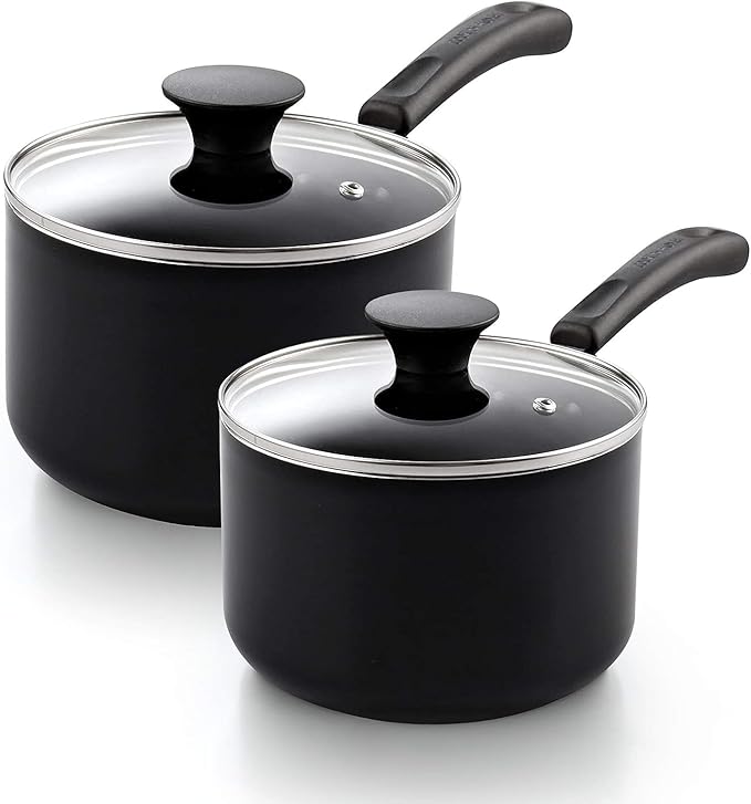 Cook N Home Nonstick Sauce Pan Set 1Qt and 2Qt