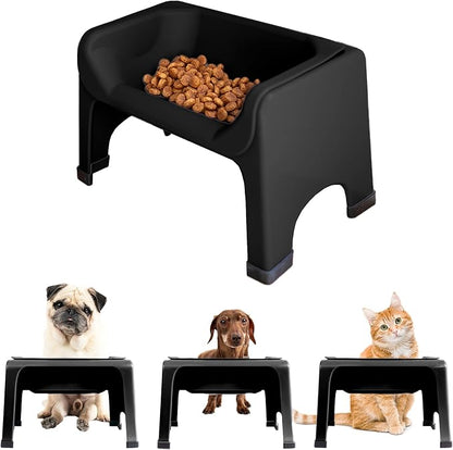 Fluff Trough Elevated Dog Bowl for Food Minimize Neck Strain | 5inch Tall Cat & Dog Feeding Stand | Vet Approved Non-Toxic Silicone Feeder Bowl | Raised Bowl for Medium & Small Dog/Pet with Flat Face