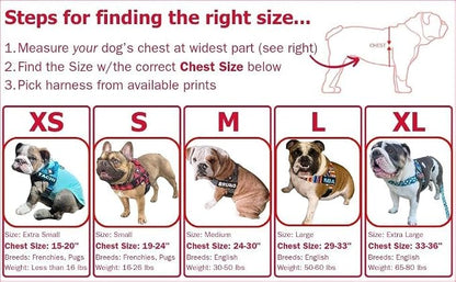 Adjustable Dog Harness– No Pull, No Choke – for English Bulldogs, French Bulldogs, Pugs & Broad-Chested Breeds – Easy, Safe Walks (Caution, Small)