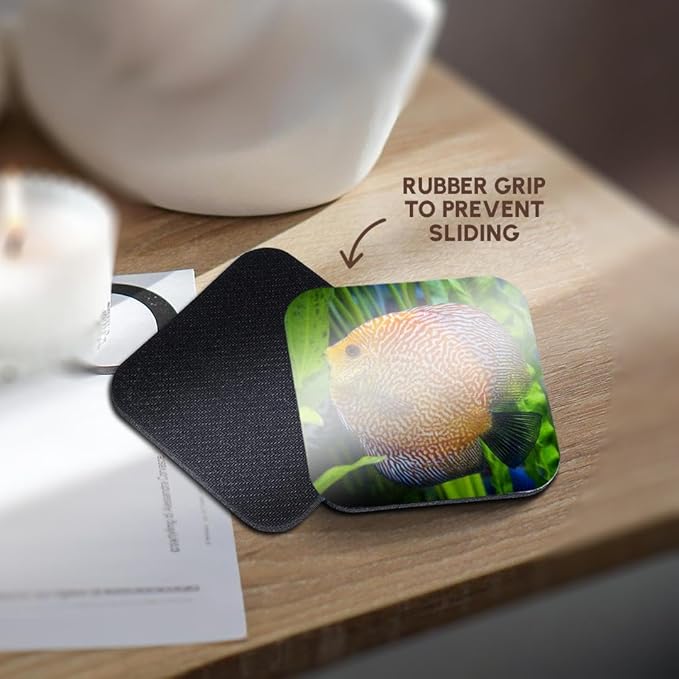 3dRose Super Pigeon Snakeskin Discus, Tropical Freshwater Fish Set of 4 Coasters - Soft