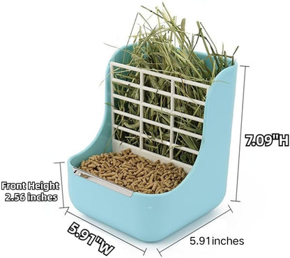 2 in 1 Food Hay Feeder for Guinea Pig, Rabbit Feeder, Indoor Hay Feeder for Guinea Pig, Rabbit, Chinchilla, Feed Bowls Use for Grass & Food (Yellow)